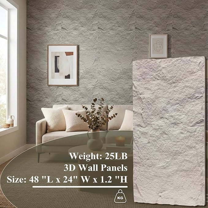 BEAUTYPEAK 3D Faux Stone Wall Panels, Home & Office Accent Wall, Easy Install - Image 3