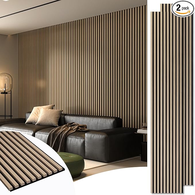 Art3d 2-Pack 108" x 12" Acoustic Wood Panels by Art3d