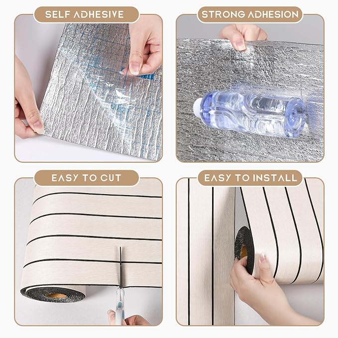 VEELIKE Cream White Oak Wood Slat Wall Panel Peel and Stick 3D Faux Wood Wall - Image 8