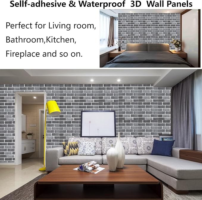 3D Wall Panels Peel and Stick, 3D Brick Wallpaper Peel and Stick, 10 Pack - Image 5