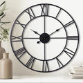 30 Inch Wall Clock Decorative, Oversized Large Black Metal Roman Numeral Silent by Unknown
