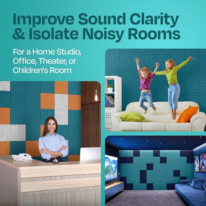 Acoustic Panels 12-Pack Soundproof Wall Panels 12"x12"x0.4" Decorative Sound - Image 7