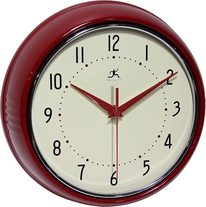 Infinity Instruments LTD. Retro 9 inch Silent Sweep Non-Ticking Mid Century by InfinityInstruments
