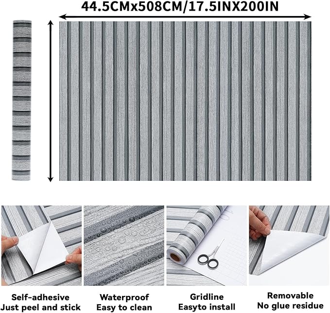 Gray Wood Slat Wallpaper - Image 2