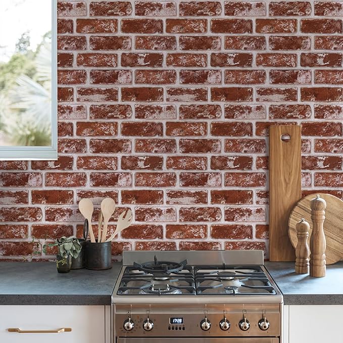 3D Peel and Stick Faux Brick Wall Panels 11.8" x 11.8" 10-Pack, Small - Image 2