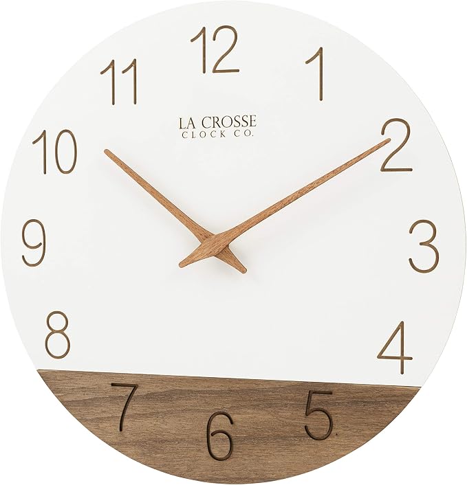 La Crosse Clock 404-3630B 12 inch Ivory Sierra Wood Quartz Analog Wall Clock - Image 2