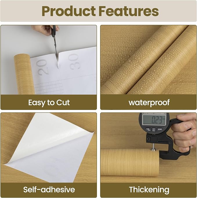 Wood Contact Paper Peel and Stick, Thicken Vintage Wood Grain Wallpaper - Image 3
