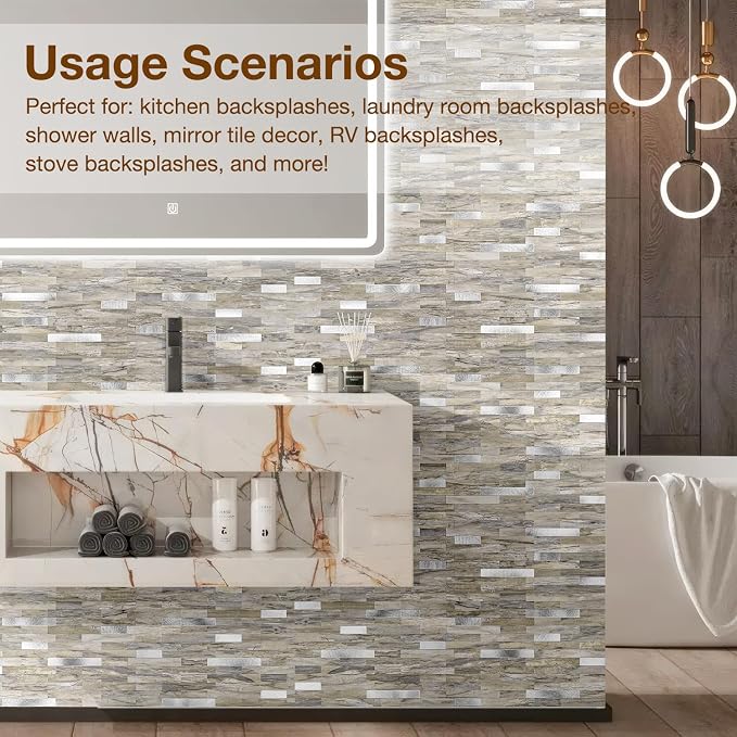 Peel and Stick Backsplash Tile Waterproof Removable PVC Wall Sticker 3D Faux - Image 7