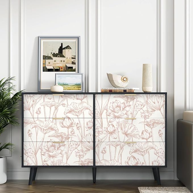 Timeet Floral Peel and Stick Wallpaper White and Pink Vintage Contact Paper 16" - Image 7