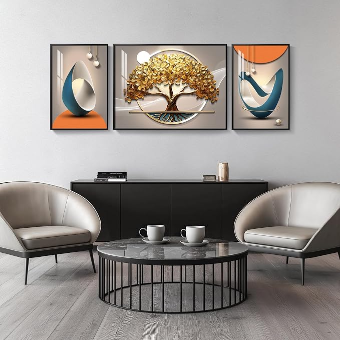 Cuspin Modern Luxury Large Wall Art Set of 3 Bright Style Abstract Paintings - Image 4