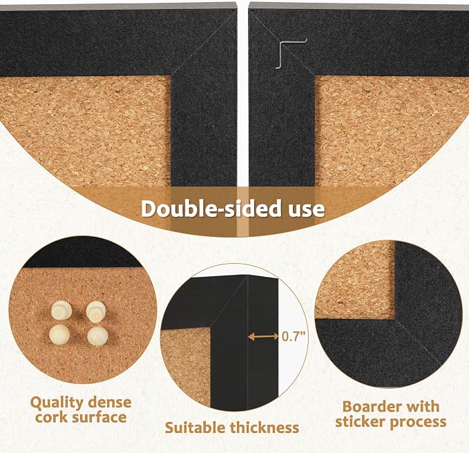 Double-Sided Cork Board for Wall, Picture Display Vision Board Corkboards for - Image 4