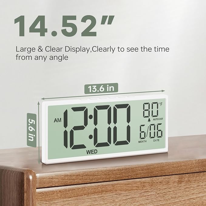 JALL 14.5" Large Digital Wall Clock Battery Operated - Image 2