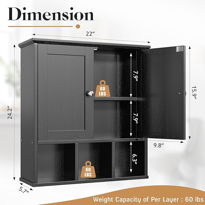 Bathroom Wall Cabinet, Bathroom Cabinet Wall Mount - Image 3