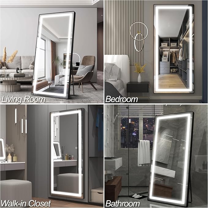 FENNIO Full Length Mirror with Lights, Free Standing Lighted Floor Mirror - Image 6