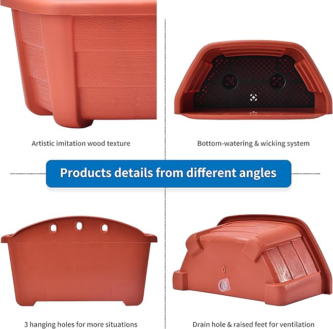 9.8 inch 8 Pack Brick Red Wall Hanging Planters - Image 3