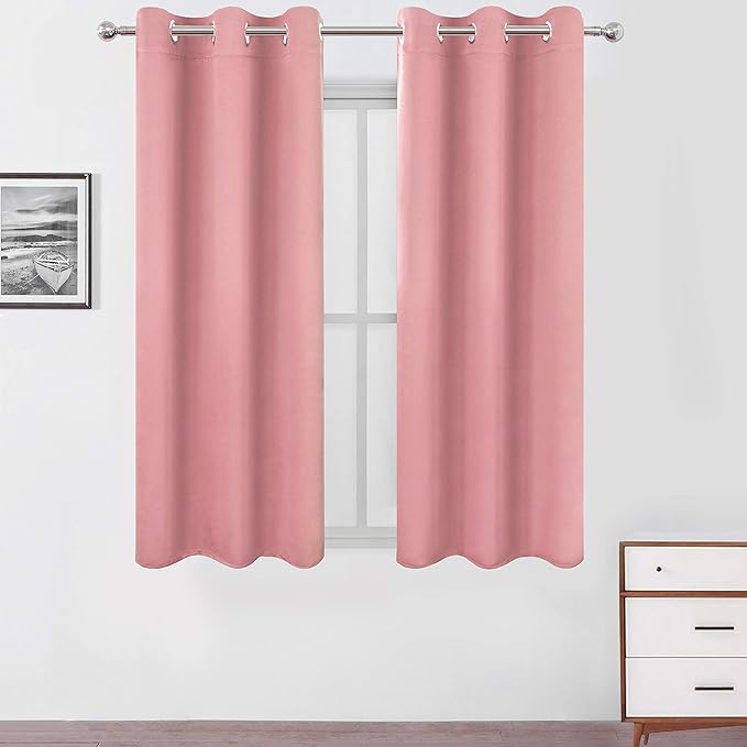 LEMOMO Pink Blackout Curtains 34 x 54 Inch Length/Set of 2 Curtain by Lemomo