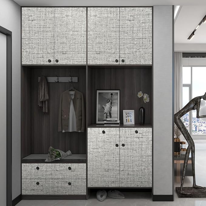 Gray Wallpaper Peel and Stick 15.75x196.85inch Contact Paper Grasscloth - Image 4