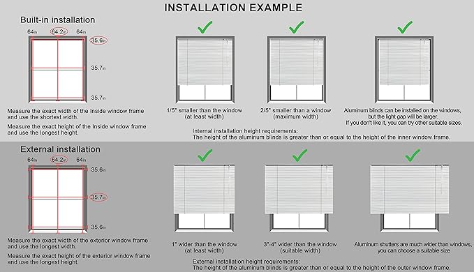 YIIBAII Mini Blinds Suitable for 32" W x 64" H Windows 1" Aluminum Horizontal - Image 7