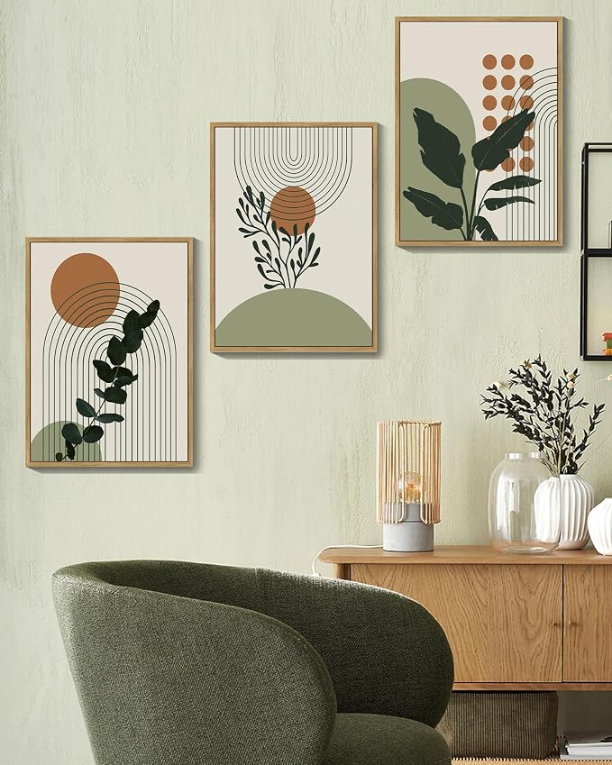 PHOPAGO Boho Plant Wall Art Green Botanical Bohemain Framed Wall Printing - Image 5
