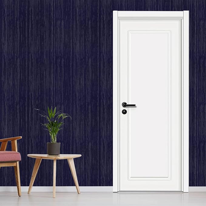 Navy Blue Grasscloth Peel and Stick Wallpaper Textured Contact Paper 15.7" X - Image 5