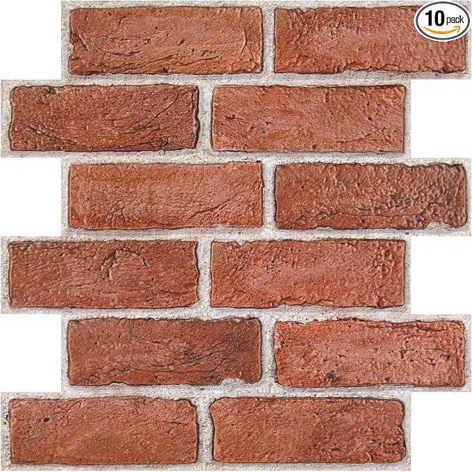 3D Faux Brick Wall Panels Peel and Stick, Small Brick-Look Textured Wall Sticker by SMOOSTIKCDECOR