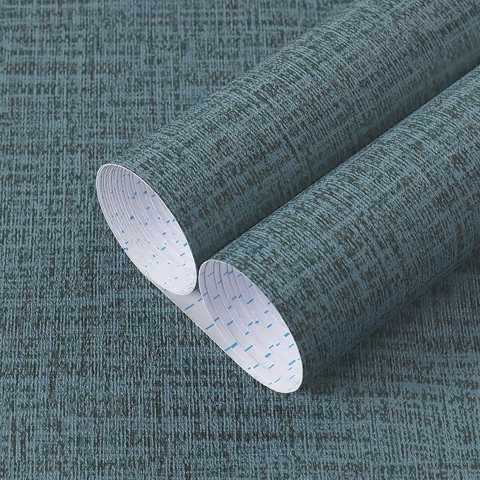 Guvana Grasscloth Peel and Stick Wallpaper Blue Textured Contact Paper Modern by Guvana