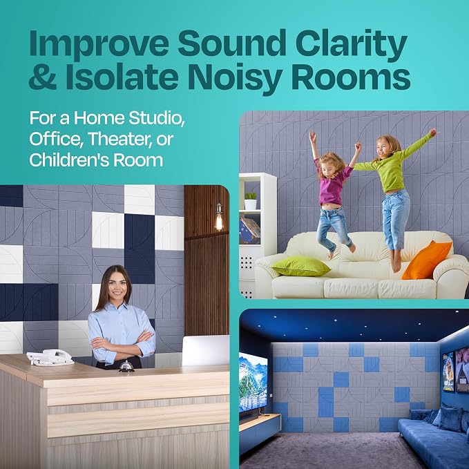 Acoustic Panels 12-Pack Soundproof Wall Panels 12"x12"x0.4" Decorative Sound - Image 7