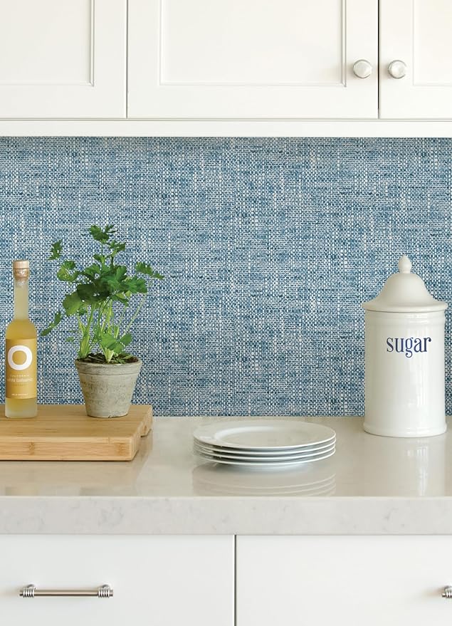 NuWallpaper NU2918 Navy Poplin Texture Peel & Stick Wallpaper - Image 8