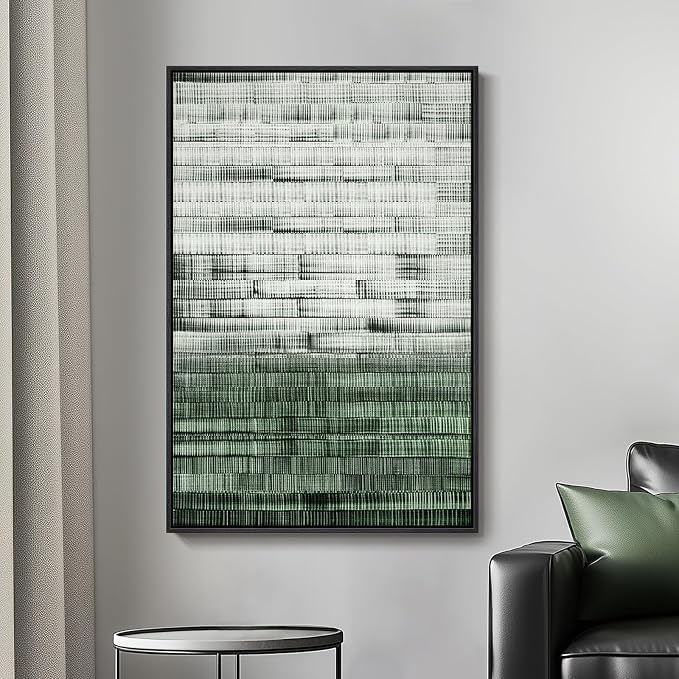Framed Green Abstract Canvas Wall Art, Modern Art Prints Paintings Artwork - Image 8