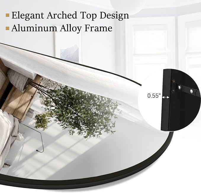 Rowjut 64"x21"Floor Mirror Arched Full Length Mirros, Mirror Floor Length - Image 5