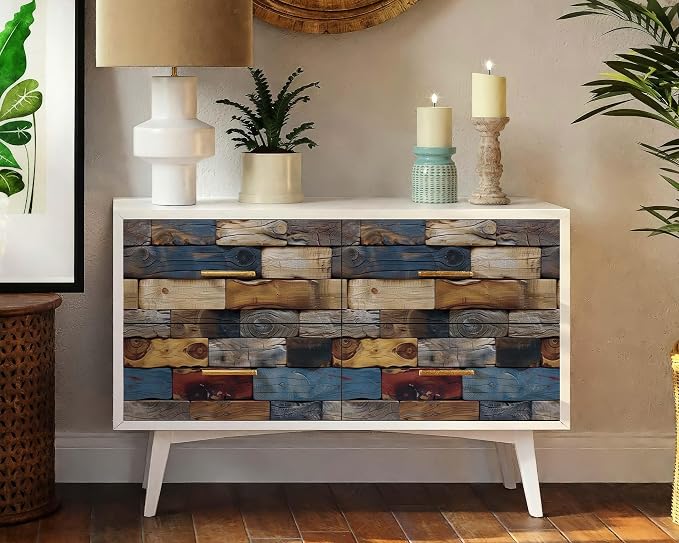 FLFK Faux Wood Bricks Wallpaper Peel and Stick Wood Grain Wall Paper - Image 6