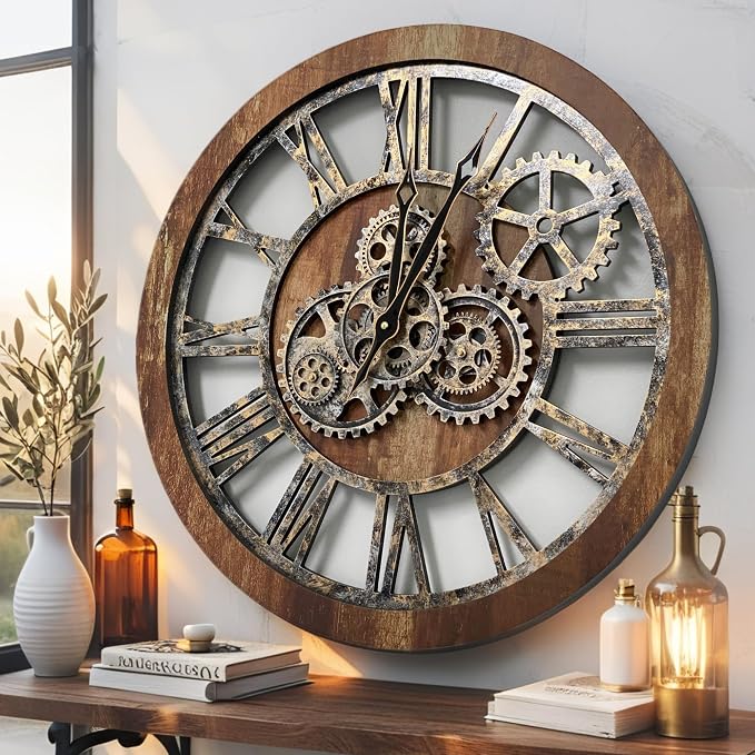 ImprovingLife The Gears Clock The Original Real Moving Gear Wall Clock Vintage by THEGEARSCLOCK