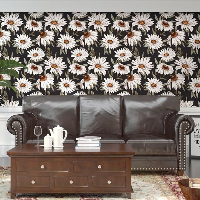 Laatse Boho Wallpaper Peel and Stick Dark Floral Contact Paper 17.5in x 118in - Image 8