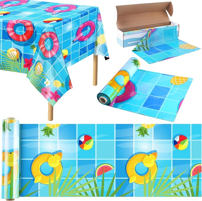 Kochorie 100 Ft x 54 Inch Swimming Pool Plastic Tablecloth Roll Pool Party by Kochorie