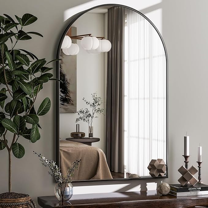 HARRITPURE Arched Wall Mirror – 26"x38" Arch Bathroom Mirror Metal Frame Vanity by HARRITPUREHome
