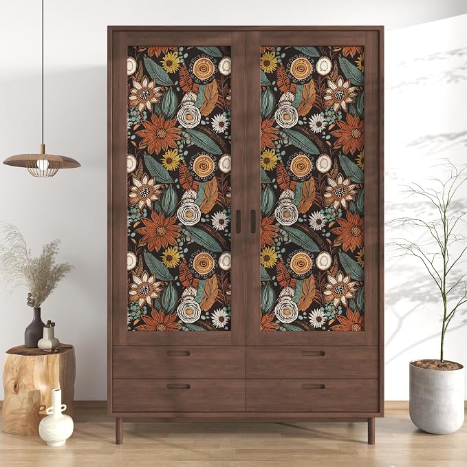 Laatse Boho Wallpaper Peel and Stick, Vintage Floral Contact Paper 17.5" x - Image 6