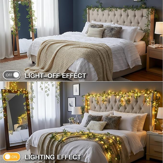 suddus Willow Vine with Fairy Lights Battery Operated, 12ft 40 LED Artificial - Image 5