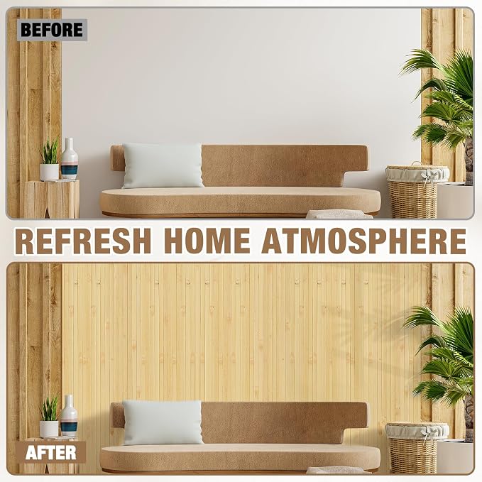 Natural Bamboo Wall Panel Covering Roll, Flexible Pole Wrap Wainscoting - Image 5