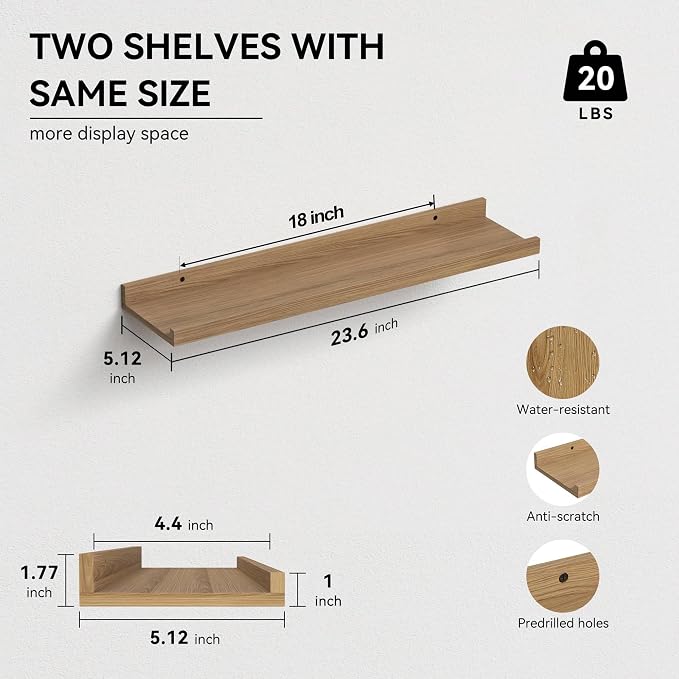 Boswillon 23.6 Inches Long Floating Shelves, 2 Set Modern Wall Shelf - Image 3
