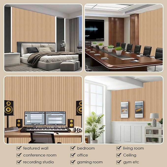 16-Pack 3D Soundproof Slat Wall Panels, Modern Faux Wood Wall Cladding - Image 7