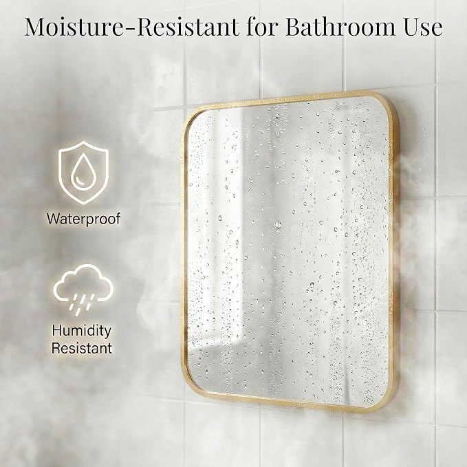 2-Pack 24x30 Inch Matte Gold Bathroom Vanity Mirrors | Flush Mount Deep Set - Image 4