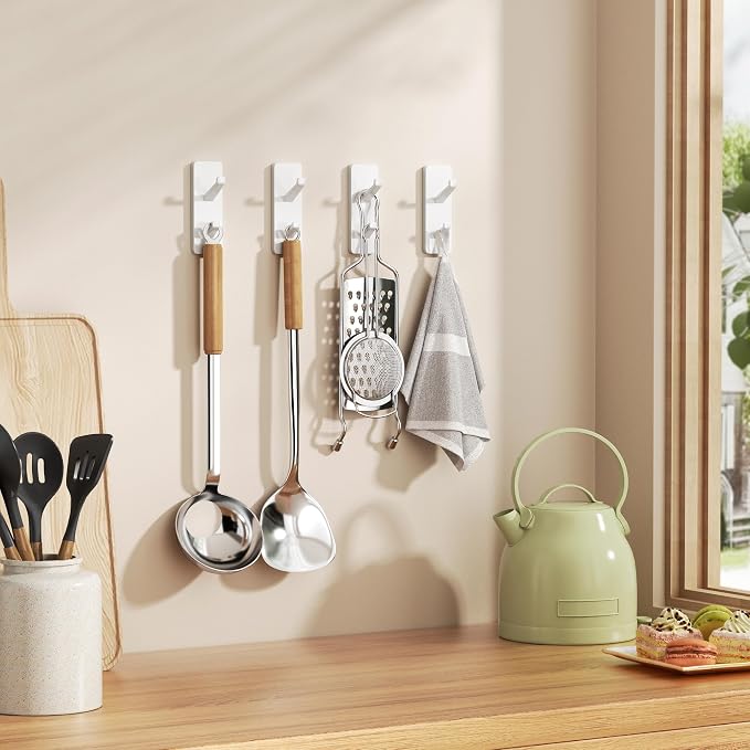 Self Adhesive Wall Hooks for Hanging: 13 LB Strong Hold, Sticky Hangers for Coat - Image 5