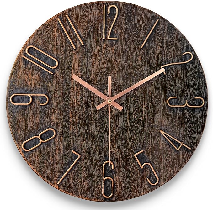 AIRUIFU Wall Clock 12 Inch Non-Ticking Silent Battery Operated Round Wall Clock by AIRUIFU