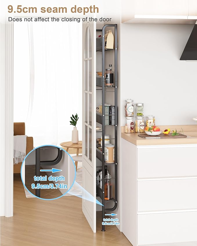 UMDONX Behind The Door Bathroom Shelf Narrow 5-Tier, Space-Saving Slim Storage - Image 3