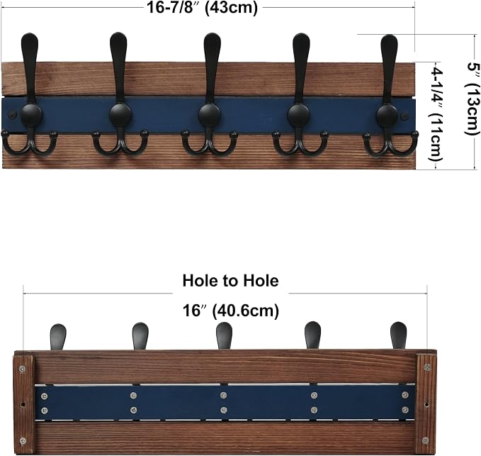 SKOLOO Rustic Wall Mounted Coat Rack - Image 7