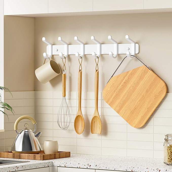 pickpiff Coat Rack Wall Mounted Heavy-Duty: Metal Coat Hanger 6 Hooks - Image 6