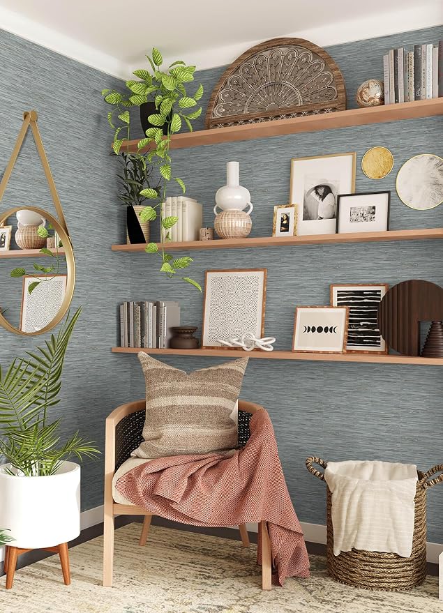 NuWallpaper Multicolor Grassweave Peel and Stick Wallpaper, Self Adhesive Wall - Image 2