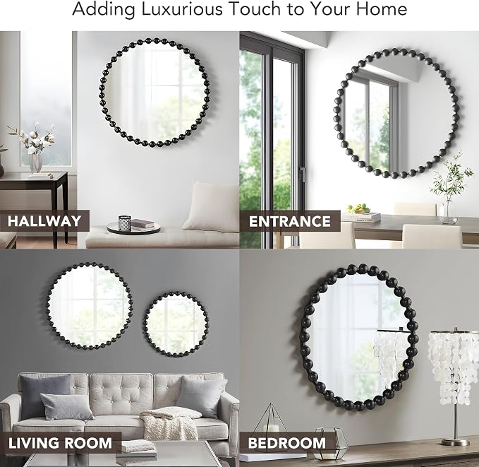 Madison Park Round Mirror, Metal Frame Circle Mirror 36 inch, Wall Art Decor - Image 4