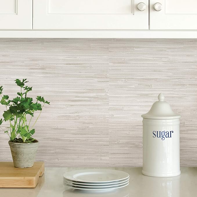 NuWallpaper by WallPops Cream Vinyl Grassweave Peel & Stick Wallpaper - Image 4