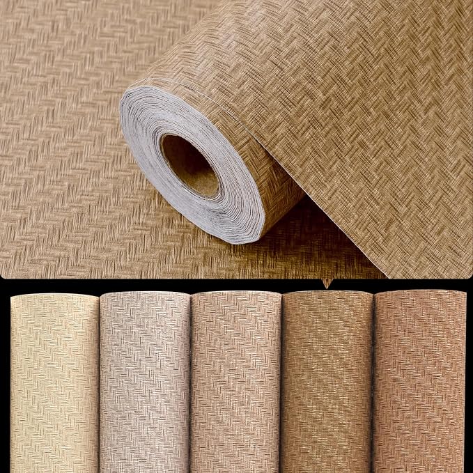 Haimin Fabric Wallpaper Textured Contact Paper Grasscloth Peel and Stick Faux - Image 7